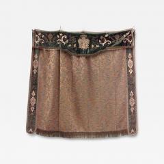 English Renaissance Style Green Velvet Gold Damask Banner - 4709390