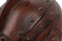English Renaissance Style Novelty Brown Leather Knights Helmet Table Lamp - 4671510