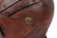 English Renaissance Style Novelty Brown Leather Knights Helmet Table Lamp - 4671511