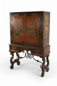 English Renaissance Style Painted Mahogany and Iron Highboy Cabinet - 2798725