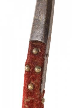 English Renaissance Style Velvet Wrapped Iron Halberd Spear - 4408108