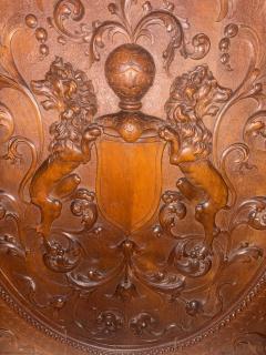 English Renaissance style square wall plaque with carved coat of arms - 4665487