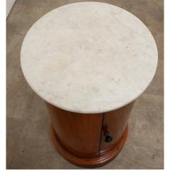 English Round Mahogany Marble Bedside Table - 3492057