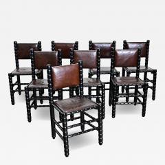 English Set of Eight Bobbin Turned Dining Chairs - 4702546