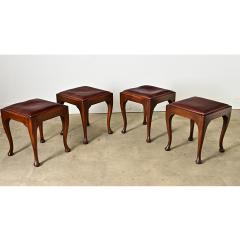 English Set of Four Mahogany and Leather Top Footstools - 4482241
