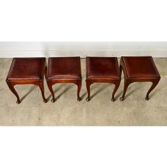 English Set of Four Mahogany and Leather Top Footstools - 4482254