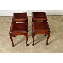 English Set of Four Mahogany and Leather Top Footstools - 4482256