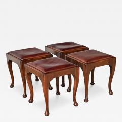 English Set of Four Mahogany and Leather Top Footstools - 4490838