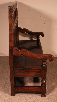 English Settle Bench In Oak From The 17th Century - 3118688