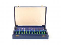 English Sheffield Fish Cutlery Service Green Handles in Original Fitted Box - 4823191
