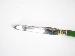 English Sheffield Fish Cutlery Service Green Handles in Original Fitted Box - 4823198