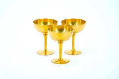 English Sheffield Gilt Champagne coupe Wine Goblets Service 14 People - 3168758