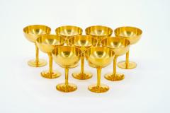 English Sheffield Gilt Champagne coupe Wine Goblets Service 14 People - 3168759
