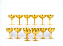 English Sheffield Gilt Champagne coupe Wine Goblets Service 14 People - 3168760