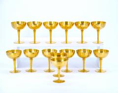 English Sheffield Gilt Champagne coupe Wine Goblets Service 14 People - 3168761