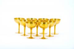 English Sheffield Gilt Champagne coupe Wine Goblets Service 14 People - 3168762