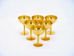 English Sheffield Gilt Champagne coupe Wine Goblets Service 14 People - 3168765