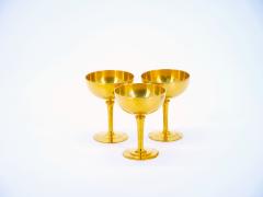 English Sheffield Gilt Champagne coupe Wine Goblets Service 14 People - 3168766