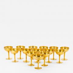 English Sheffield Gilt Champagne coupe Wine Goblets Service 14 People - 3177832