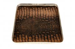 English Sheffield Plated Crocodile Interior Barware Gallery Tray  - 1131144