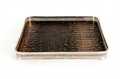 English Sheffield Plated Crocodile Interior Barware Gallery Tray  - 1131149