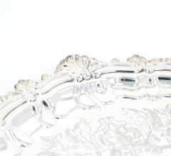 English Sheffield Silver Plate Engraved Interior Round Serving Tray - 3440518