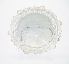 English Sheffield Silver Plate Engraved Interior Round Serving Tray - 3440521