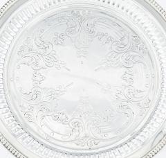 English Sheffield Silver Plate Round Shape Engraved Serving Tray - 3168579