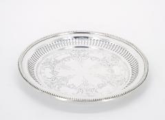 English Sheffield Silver Plate Round Shape Engraved Serving Tray - 3168580