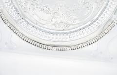 English Sheffield Silver Plate Round Shape Engraved Serving Tray - 3168582