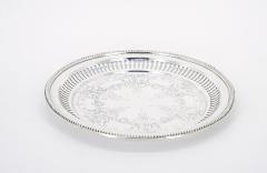 English Sheffield Silver Plate Round Shape Engraved Serving Tray - 3168585