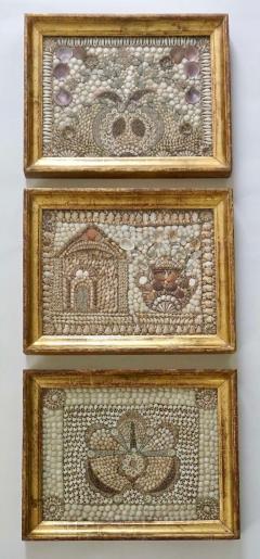 English Shellwork Pictures in Original Giltwood Frames Set of Three circa 1840 - 3808153