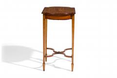 English Sheraton style satinwood rectangular end table with stretcher - 4660569