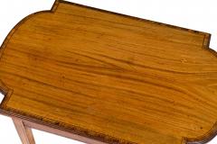 English Sheraton style satinwood rectangular end table with stretcher - 4660573