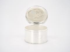 English Silver Plate Art Deco Style Round Shape Covered Cigarette Box - 3168642