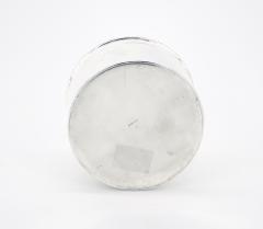 English Silver Plate Art Deco Style Round Shape Covered Cigarette Box - 3168646