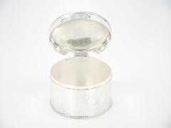 English Silver Plate Art Deco Style Round Shape Covered Cigarette Box - 3168647
