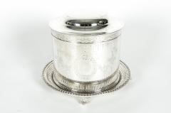 English Silver Plate Covered Biscuit Box Tea Caddy - 554774