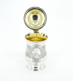 English Silver Plate Engraved Exterior Queen Anne Tankard - 3439601