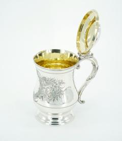English Silver Plate Engraved Exterior Queen Anne Tankard - 3439603