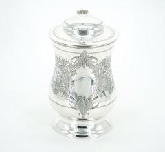English Silver Plate Engraved Exterior Queen Anne Tankard - 3439604