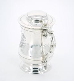 English Silver Plate Engraved Exterior Queen Anne Tankard - 3439605