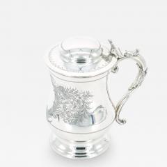 English Silver Plate Engraved Exterior Queen Anne Tankard - 3440634