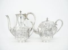 English Silver Plate Exterior Engraved Decorations Four Piece Tea Coffee Set - 3169149