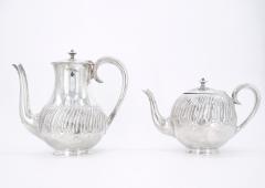 English Silver Plate Exterior Engraved Decorations Four Piece Tea Coffee Set - 3169152