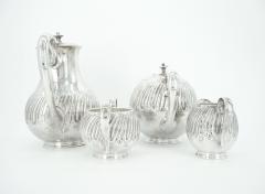 English Silver Plate Exterior Engraved Decorations Four Piece Tea Coffee Set - 3169158