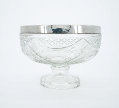 English Silver Plate Framed Top Cut Glass Footed Serving Bowl - 3440997