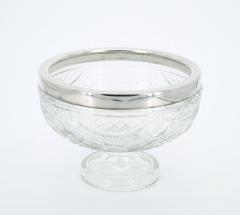 English Silver Plate Framed Top Cut Glass Footed Serving Bowl - 3440999