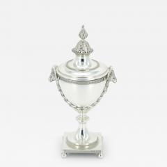English Silver Plate Gold Wash Interior Footed Base Covered Urn - 3441146