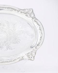 English Silver Plated Oval Shape Hand Decorated Interior Serving Tray - 3169024